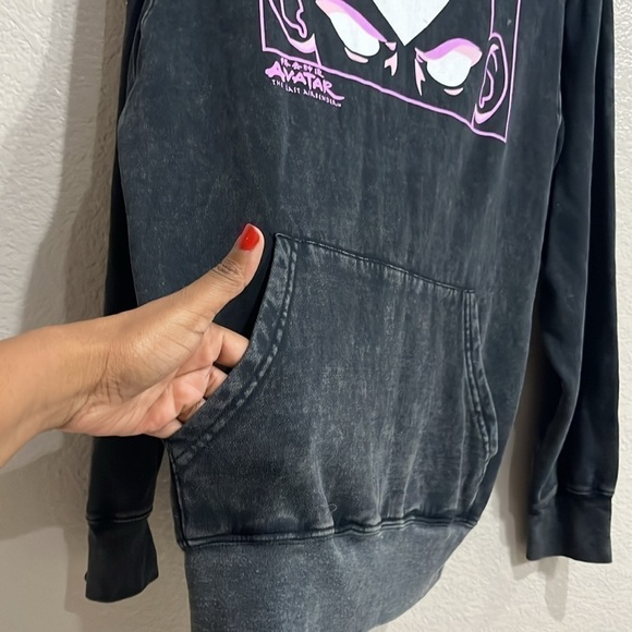 Nickelodeon Avatar  Last Airbender Black Acid Wash Hoodie Long Sleeve sz Small - Picture 4 of 8
